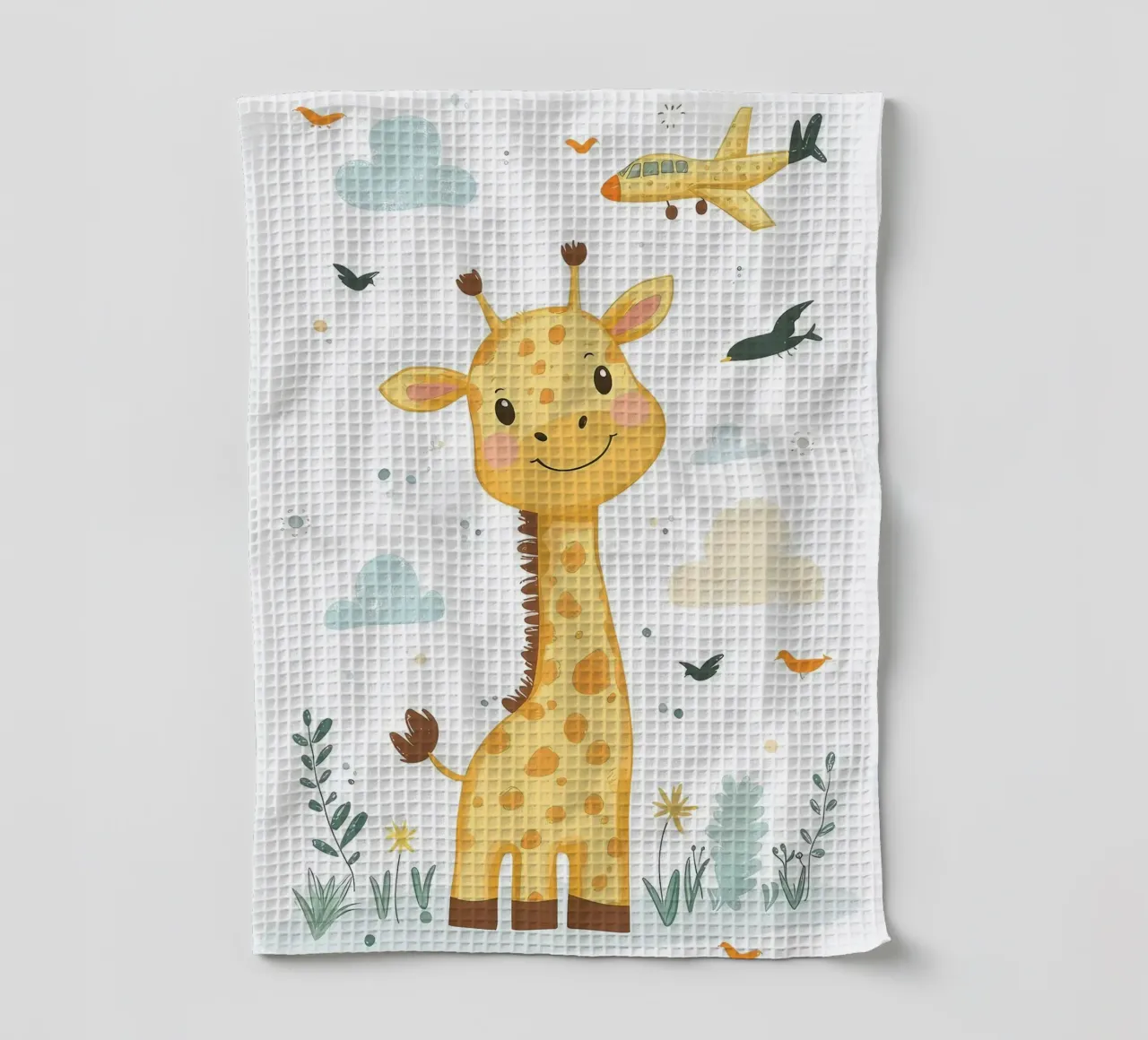 giraffa aereo nuvole uccelli canovaccio da cucina da David Müller