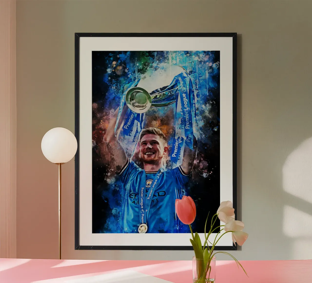 Kevin De Bruyne poster con telaio in alluminio da MasterInkArt