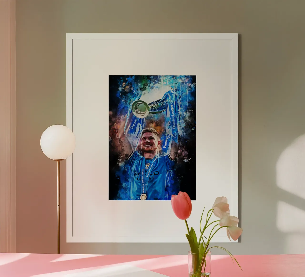 Kevin De Bruyne poster con telaio in alluminio da MasterInkArt