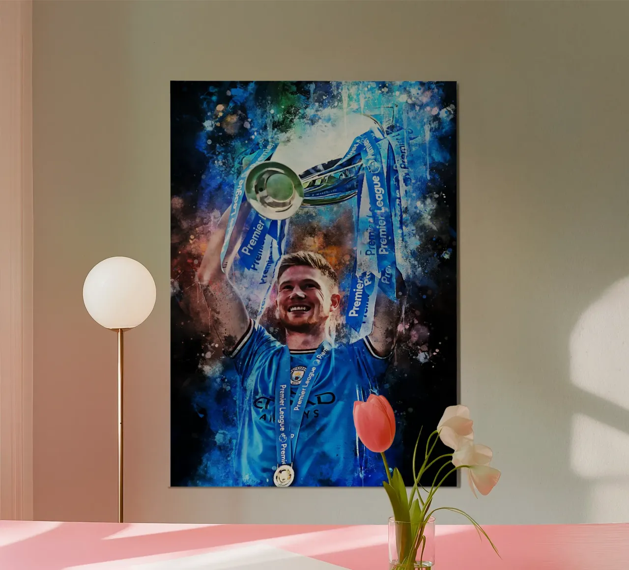 Kevin De Bruyne poster con telaio in alluminio da MasterInkArt