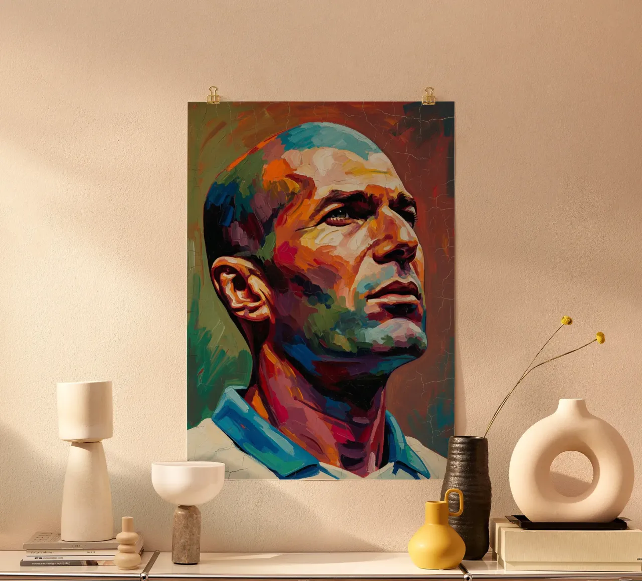 Quadro d'arte astratta di Zinedine Zidane poster con telaio in alluminio da Lembayung art
