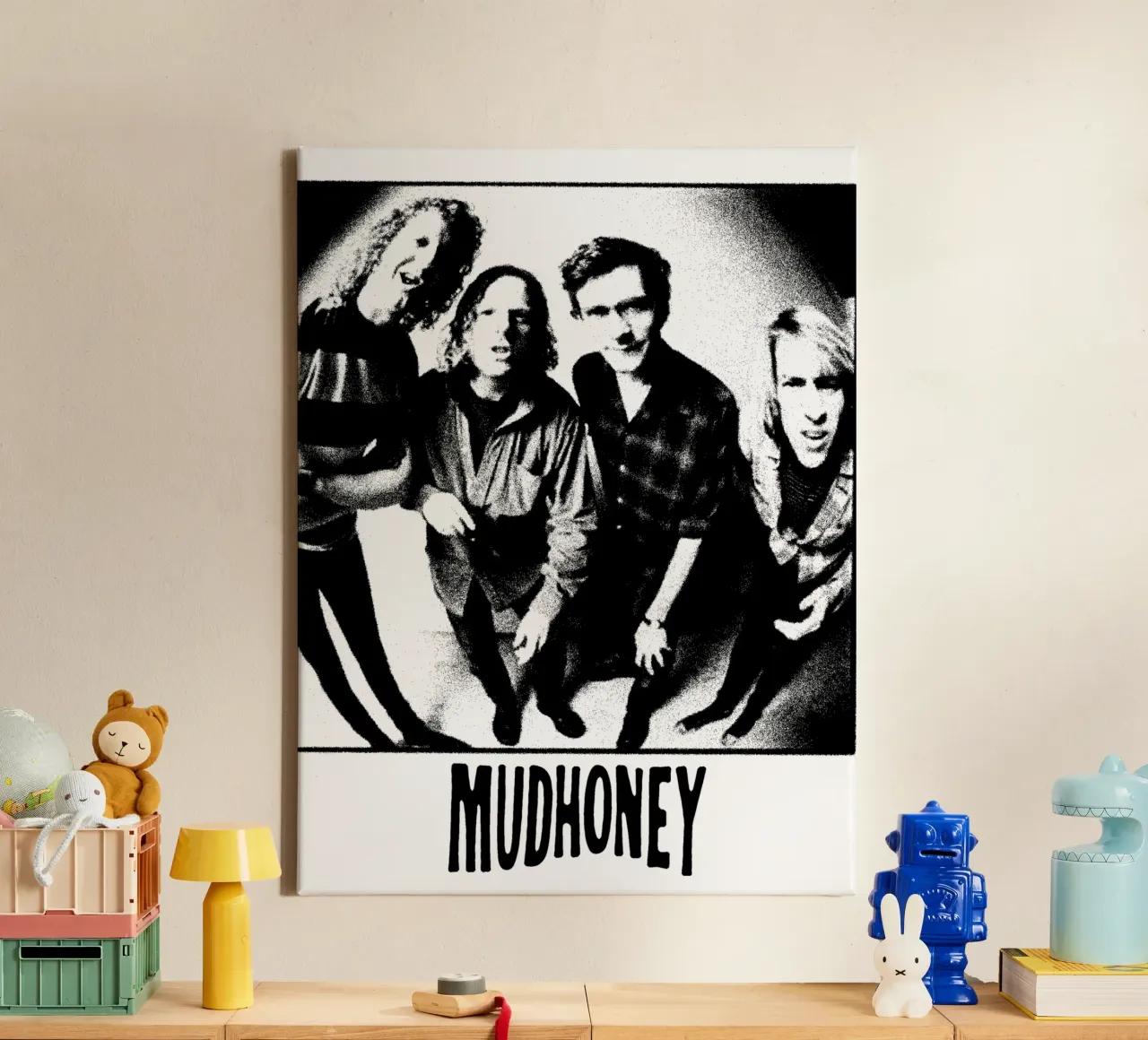 Grunge stijl Rock Band Essential T-Shirt canvas met Baklijst van igoshdesigns
