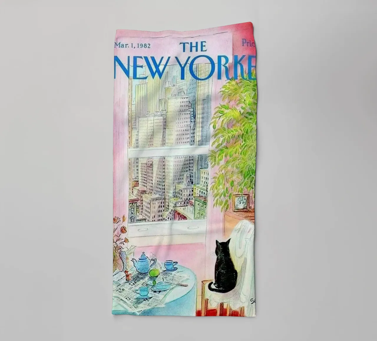 The Cat In The Building towel by cosmos studio