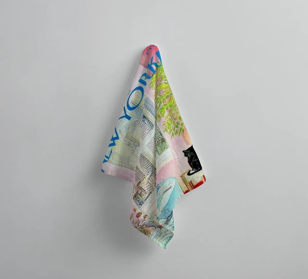 The Cat In The Building towel by cosmos studio