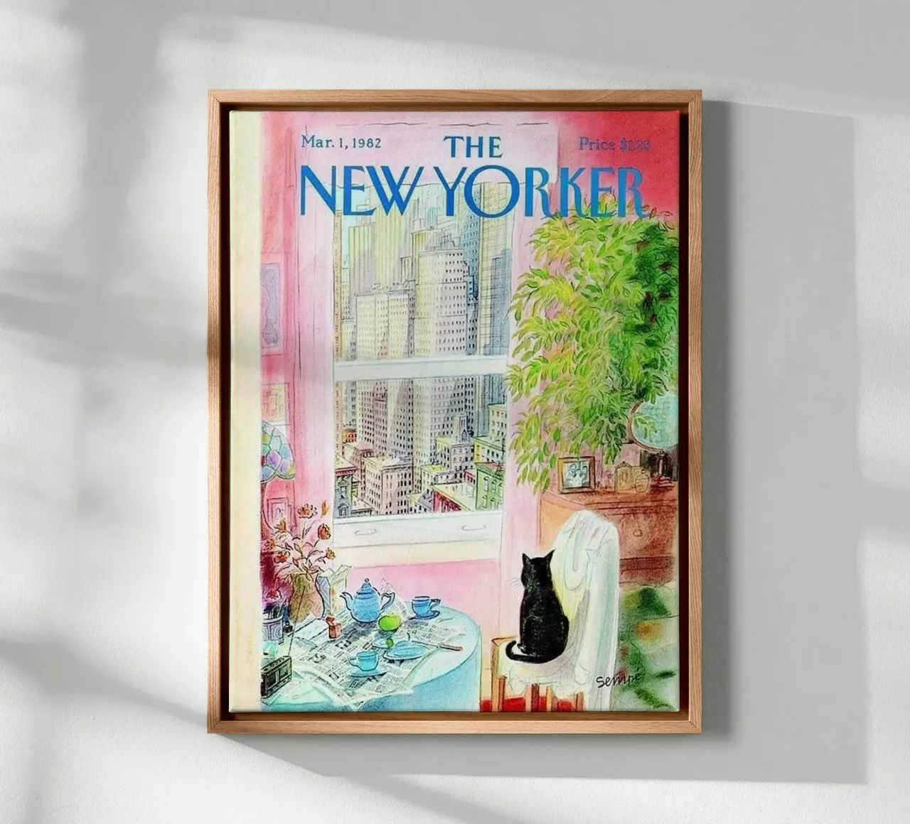 The Cat In The Building canvas with Floater frame by cosmos studio