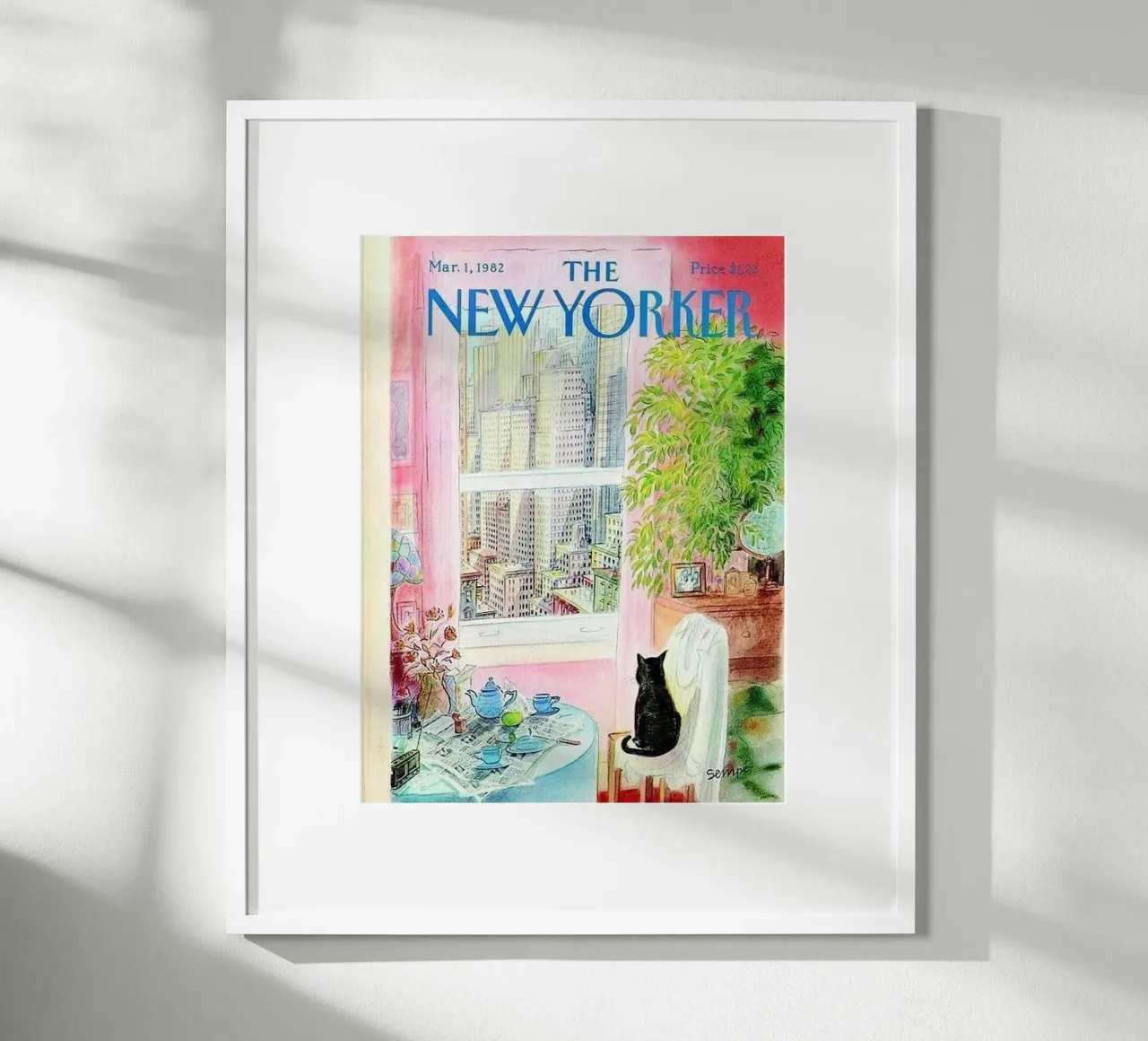 The Cat In The Building poster with wooden frame by cosmos studio
