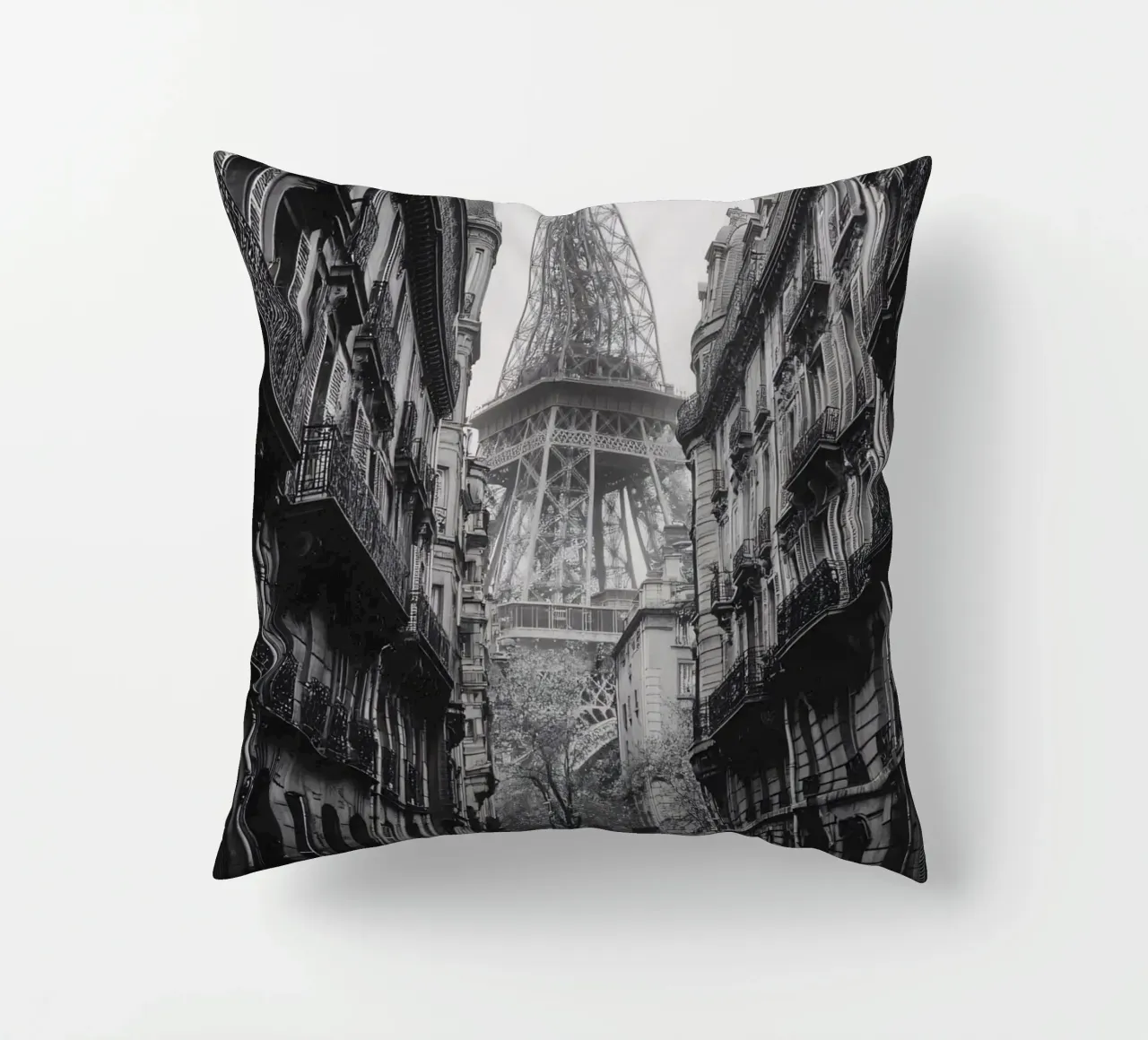 La strada all'ombra della Torre Eiffel cuscino da M-Ulrich-Digital Art