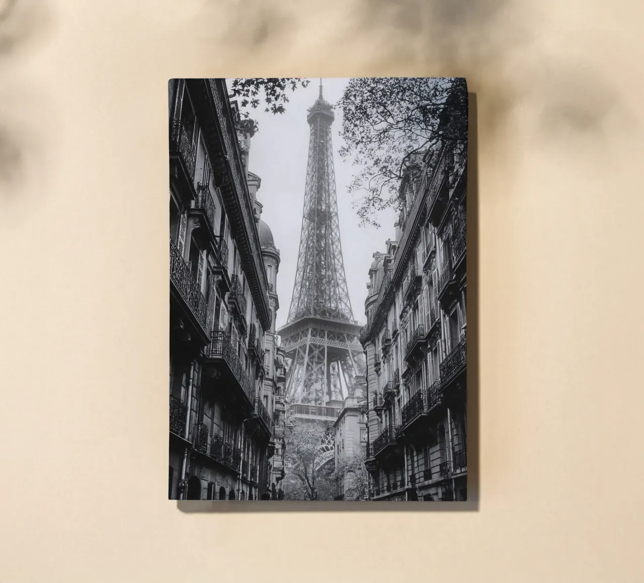 The street in the shadow of the Eiffel Tower notebook by M-Ulrich-Digital Art