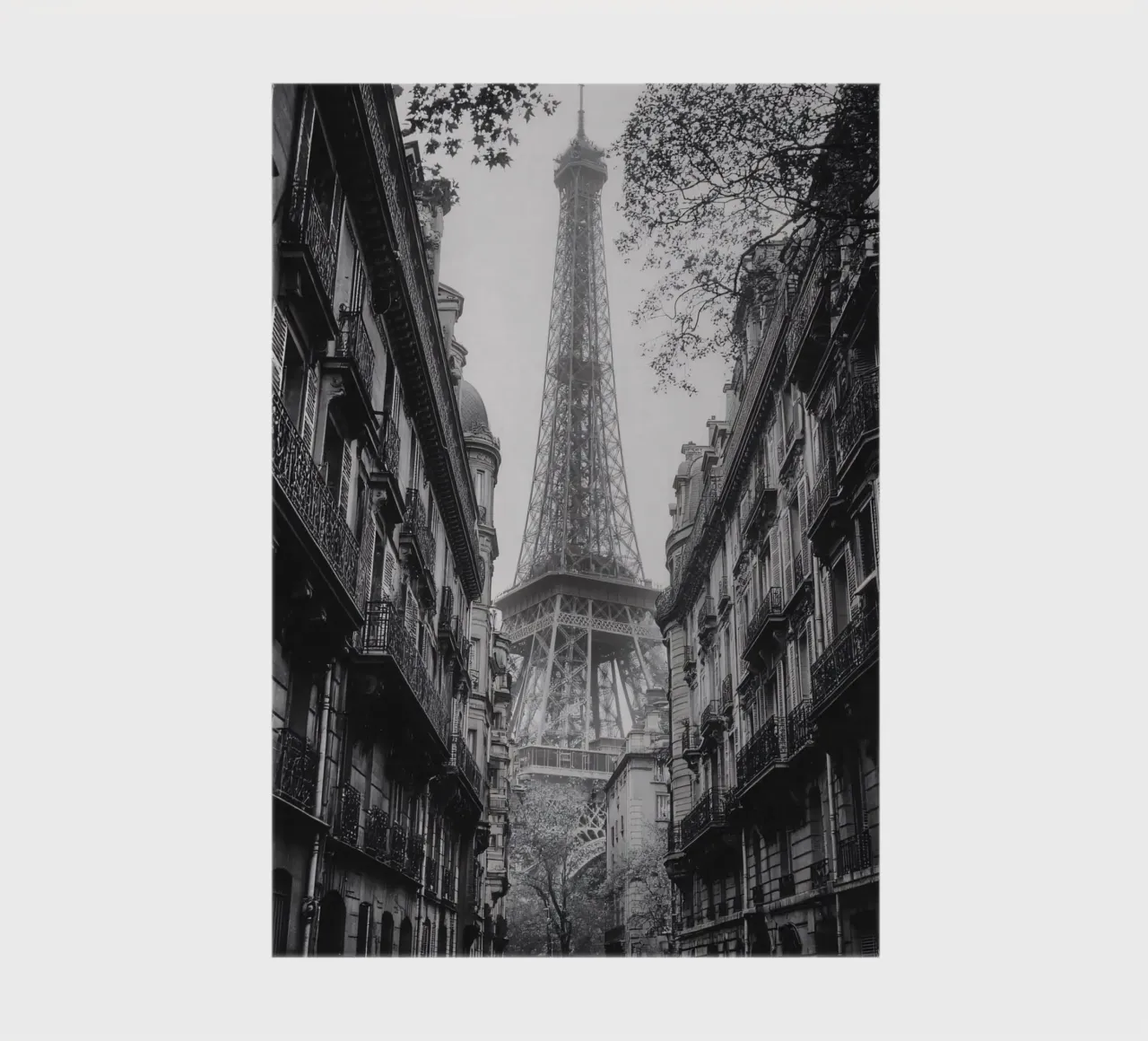 The street in the shadow of the Eiffel Tower notebook by M-Ulrich-Digital Art