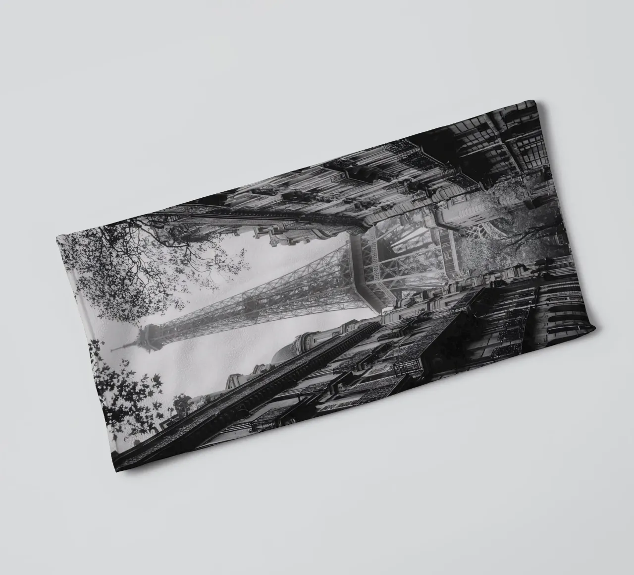 The street in the shadow of the Eiffel Tower towel by M-Ulrich-Digital Art