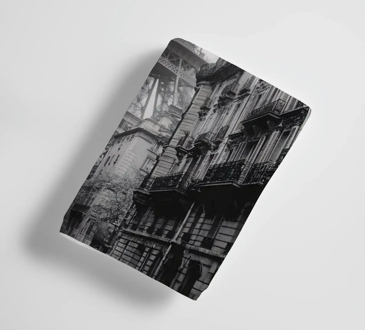 The street in the shadow of the Eiffel Tower towel by M-Ulrich-Digital Art
