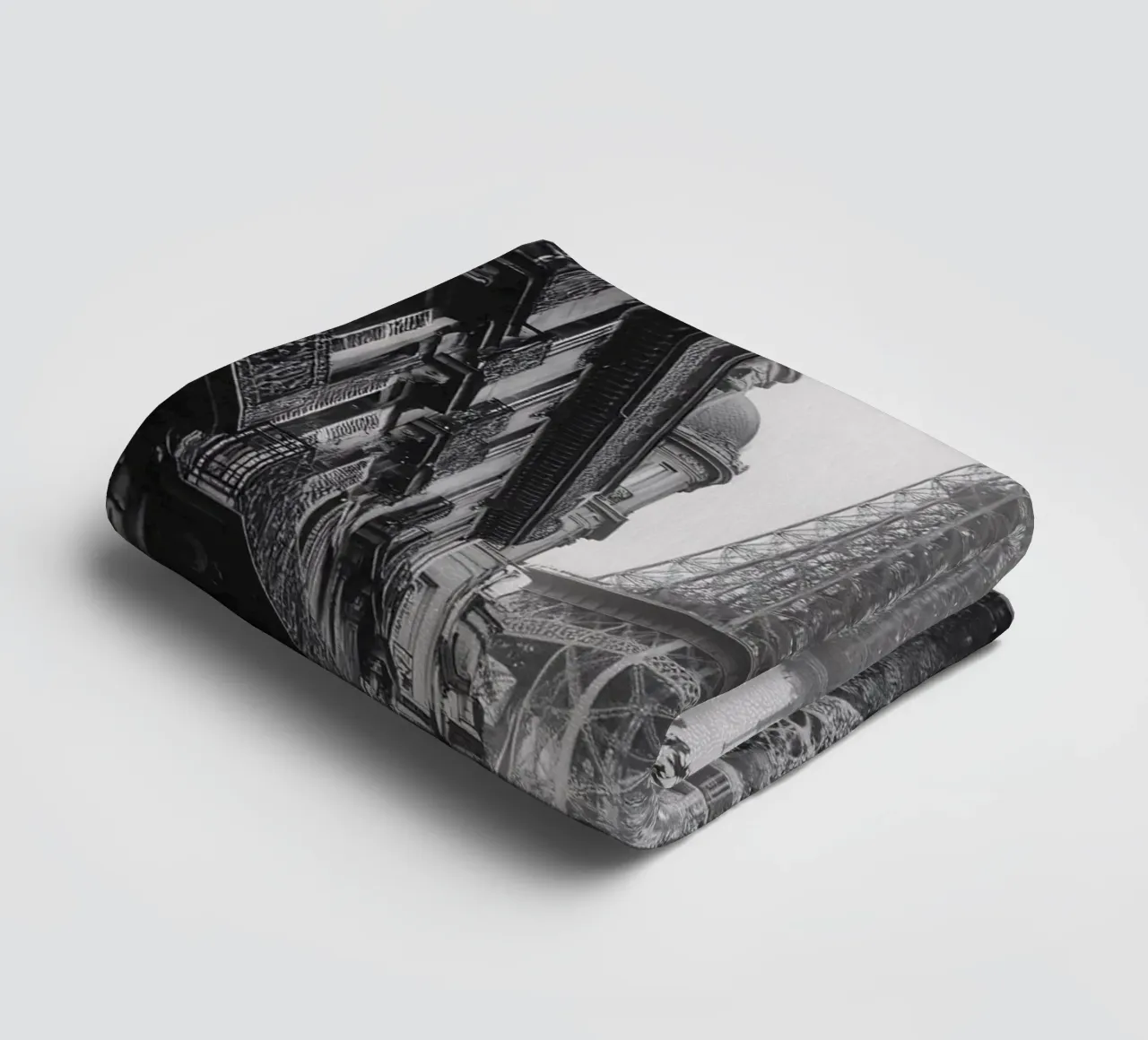 The street in the shadow of the Eiffel Tower towel by M-Ulrich-Digital Art