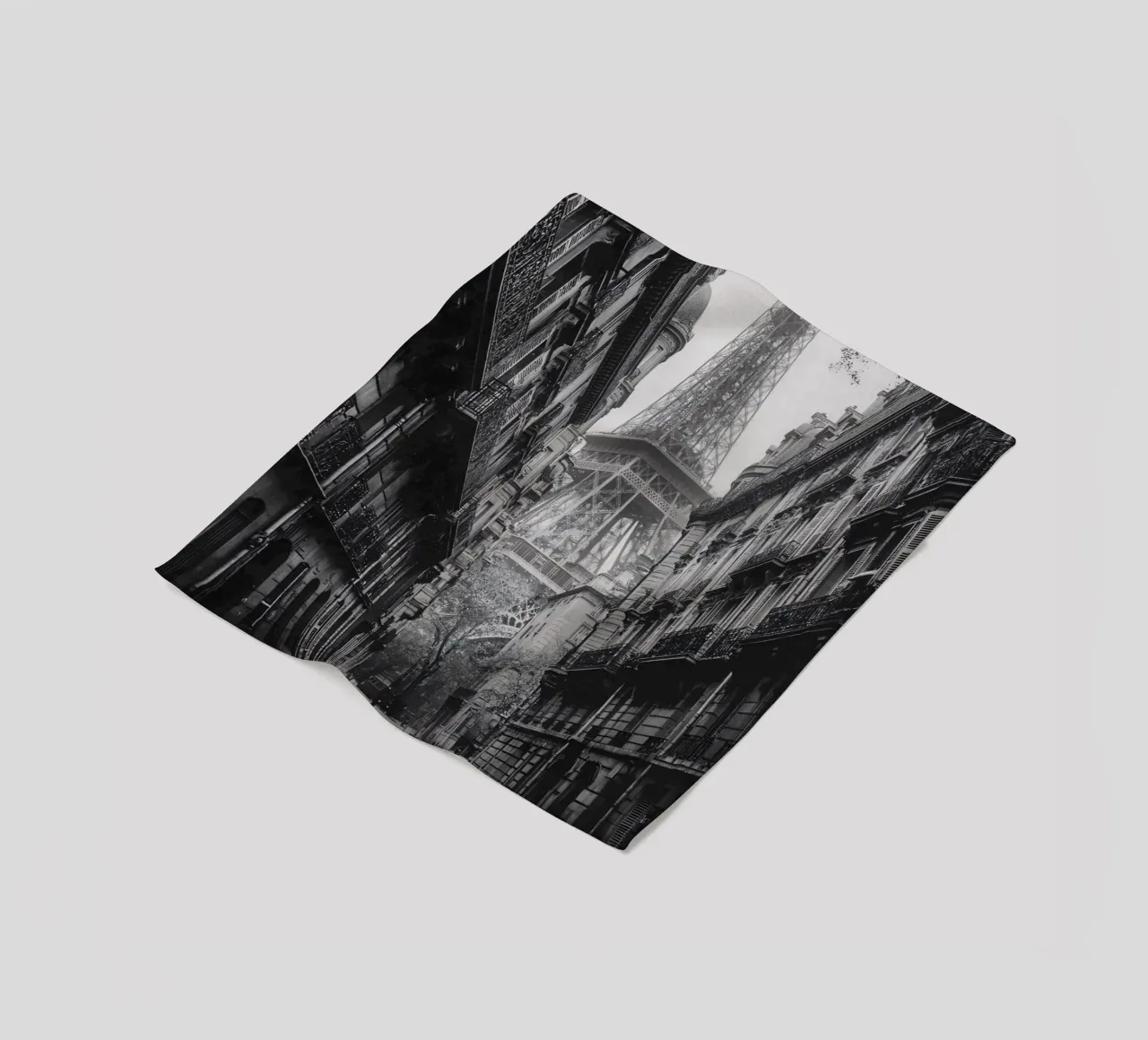 The street in the shadow of the Eiffel Tower fleece blanket by M-Ulrich-Digital Art