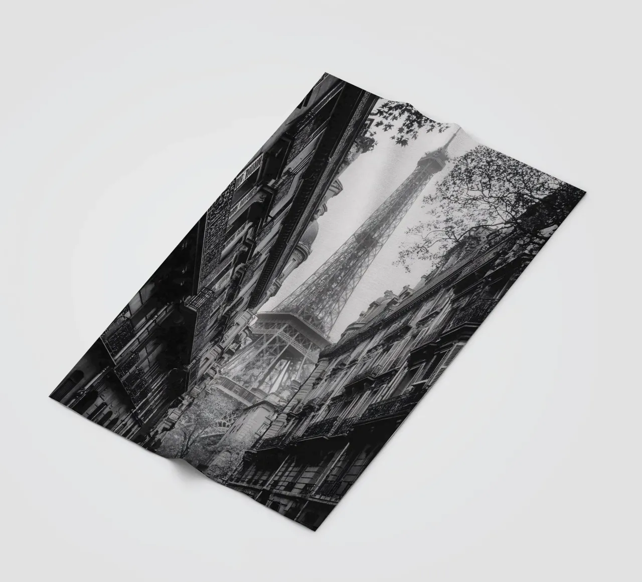 The street in the shadow of the Eiffel Tower fleece blanket by M-Ulrich-Digital Art