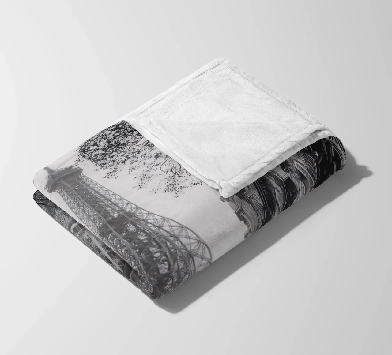 The street in the shadow of the Eiffel Tower fleece blanket by M-Ulrich-Digital Art