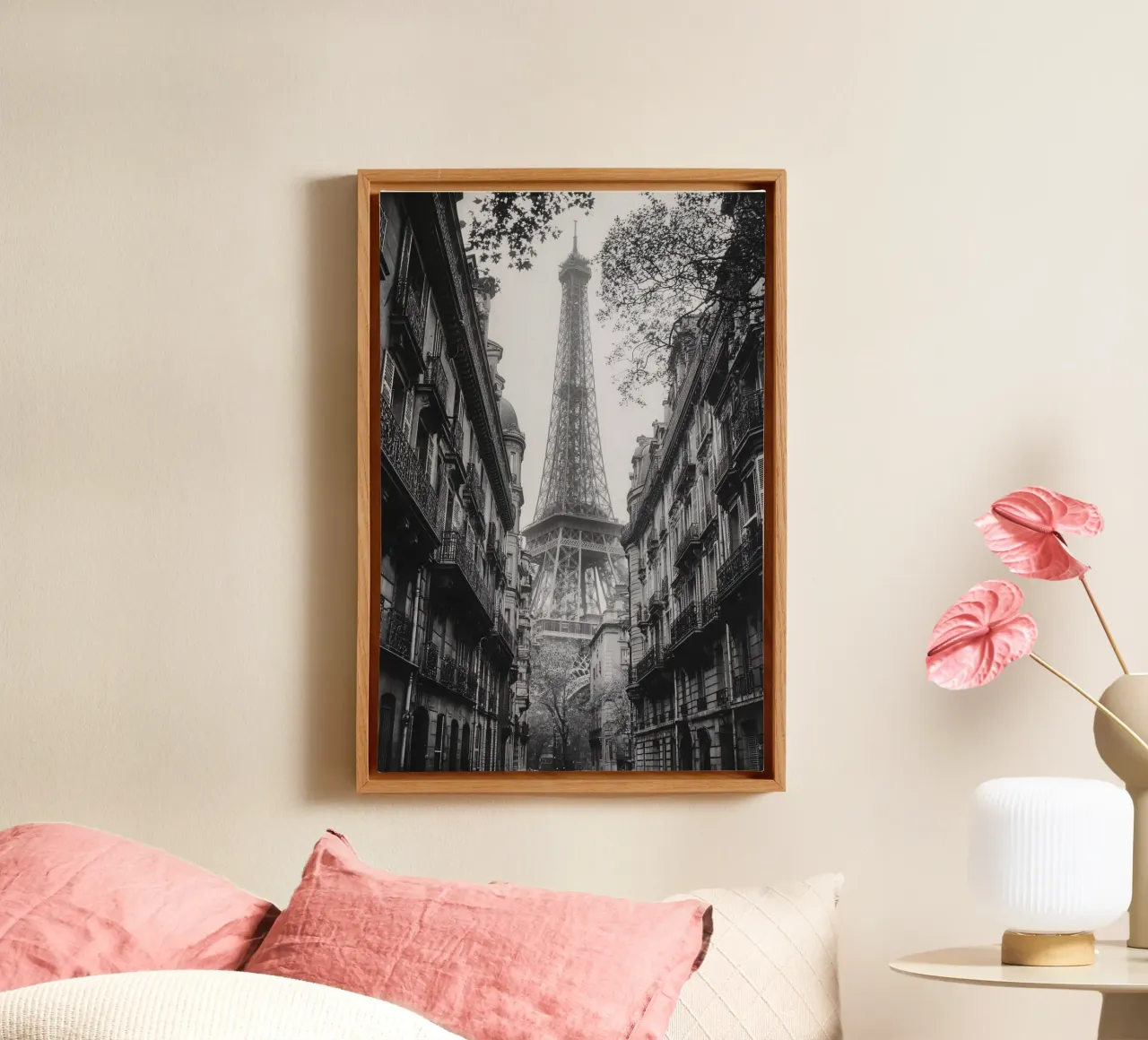 The street in the shadow of the Eiffel Tower canvas by M-Ulrich-Digital Art