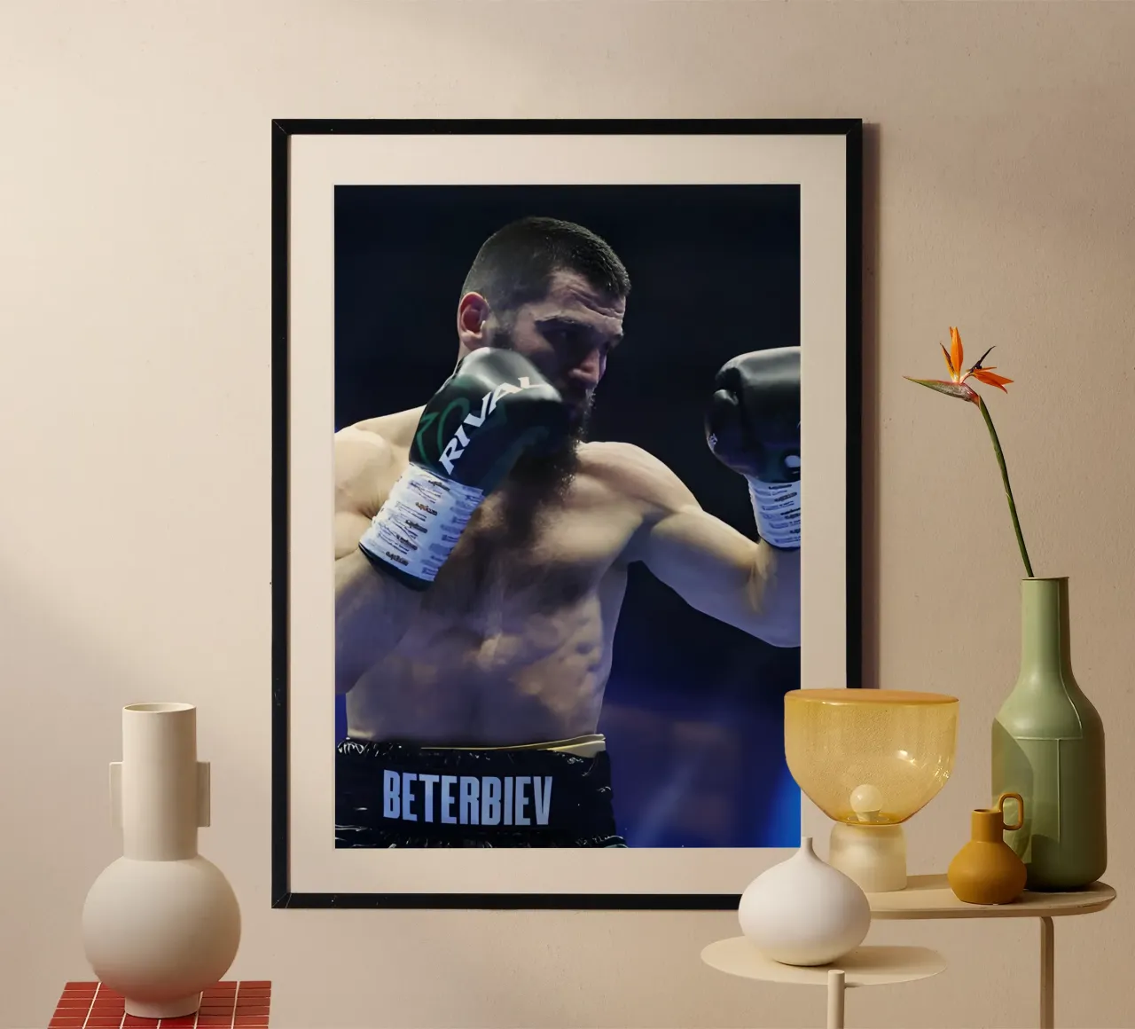 Artur Beterbiev poster con telaio in legno da Low poly art