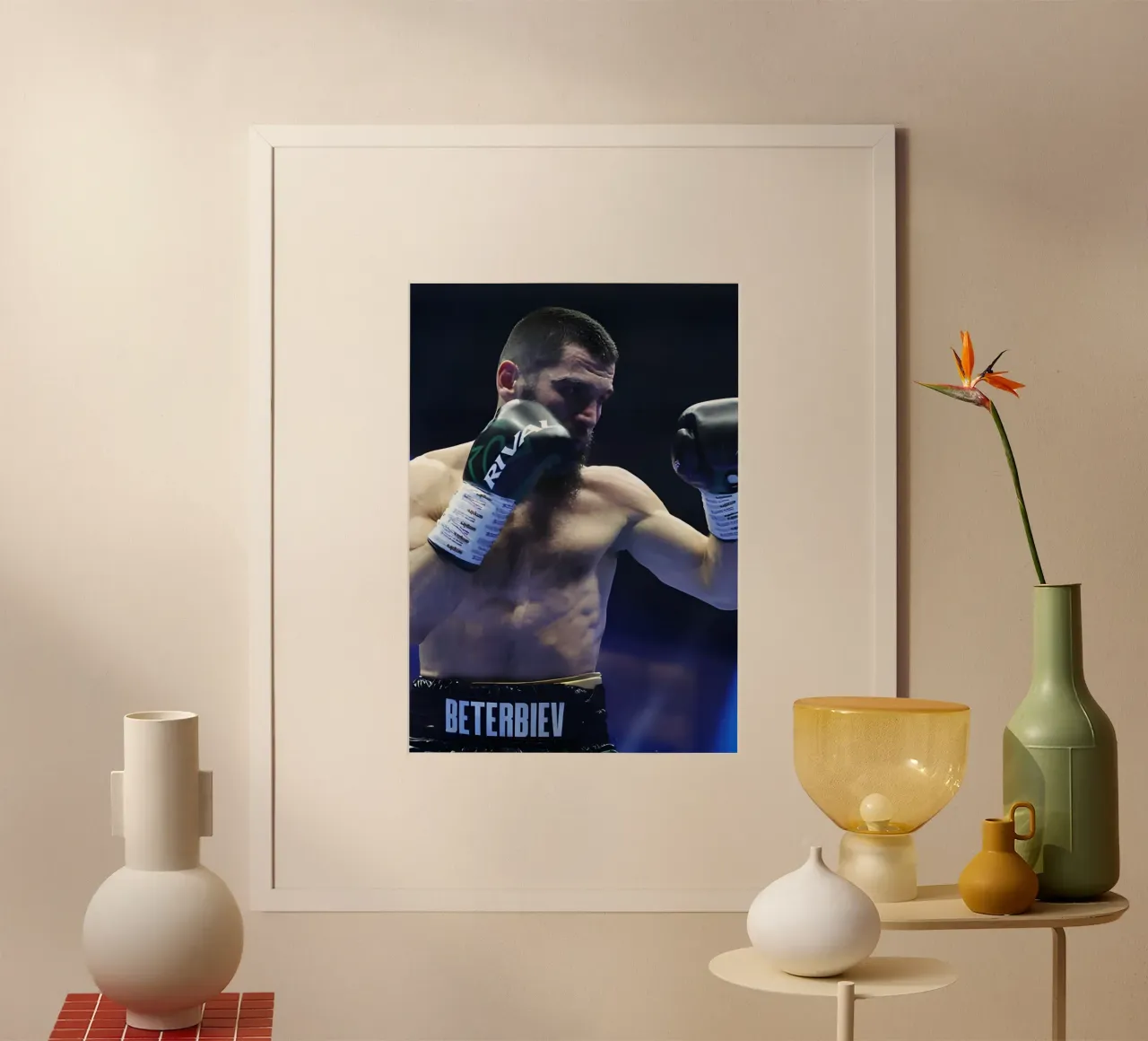 Artur Beterbiev poster con telaio in legno da Low poly art