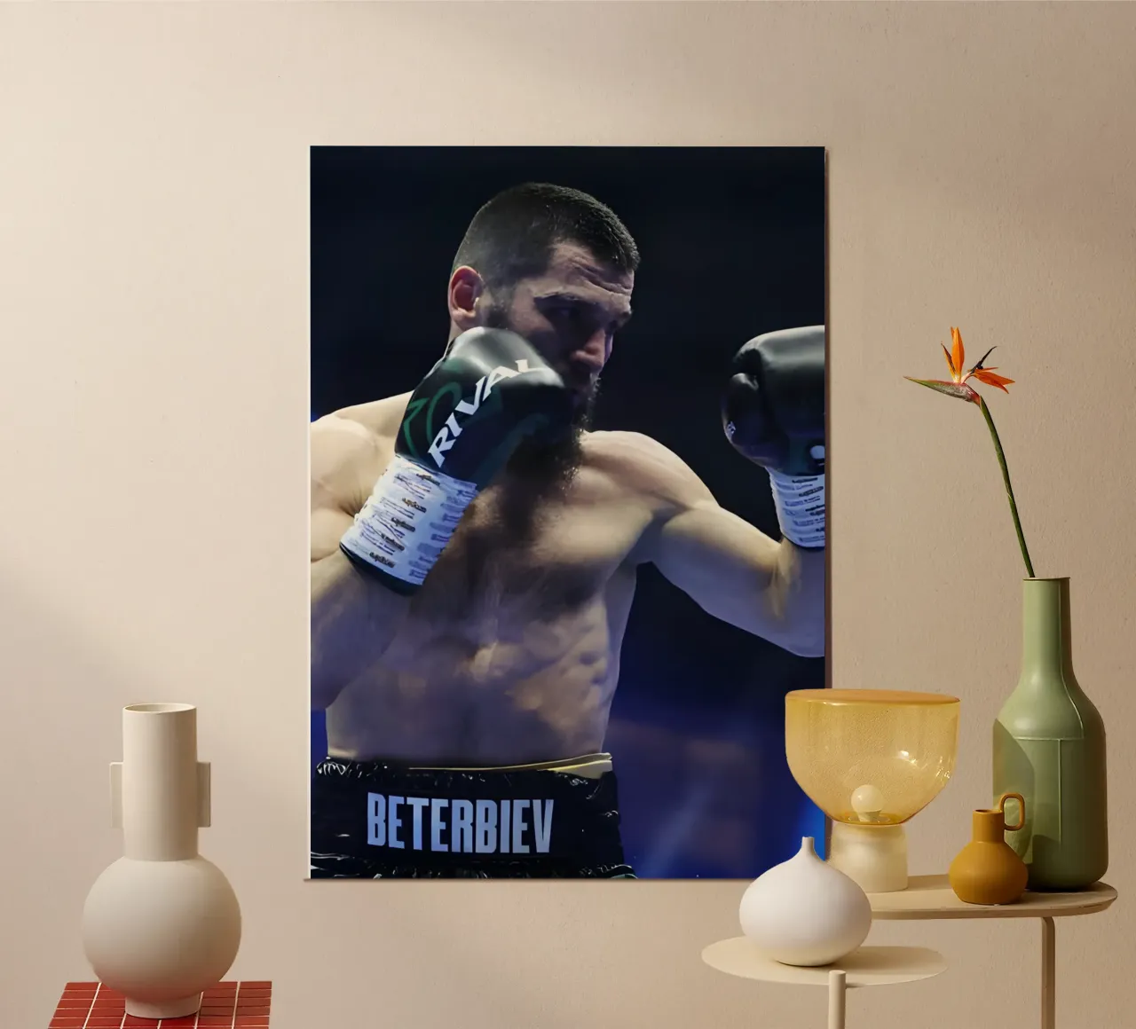 Artur Beterbiev poster con telaio in legno da Low poly art