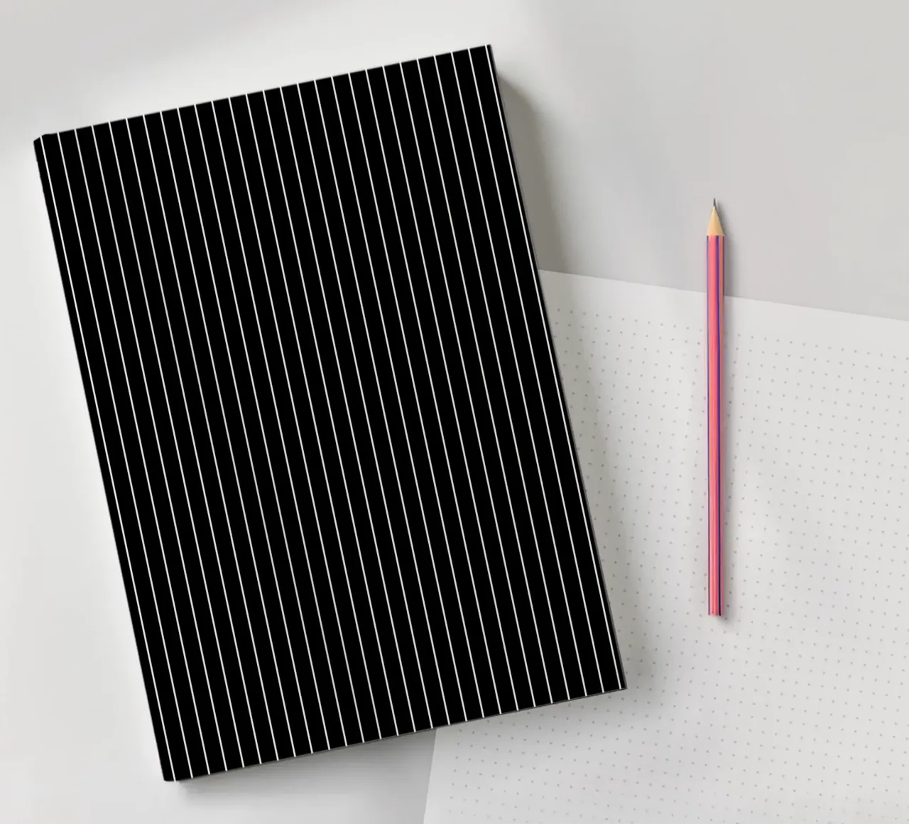Minimal Basic Classic Pinstripe | White on Black notebook by Beauty in Simplicity