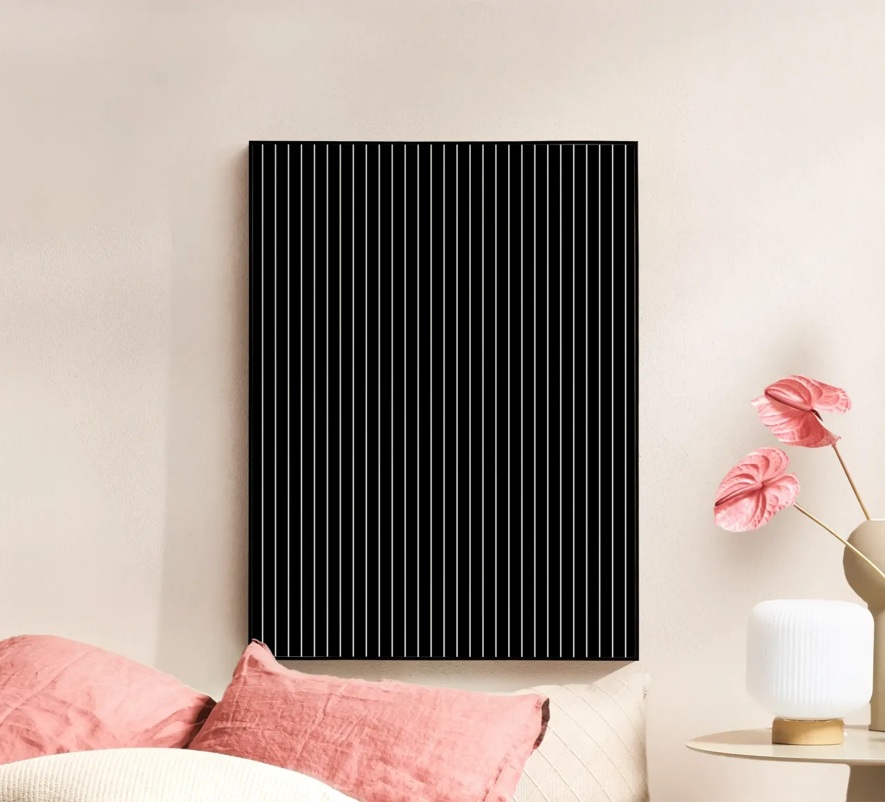 Minimal Basic Classic Pinstripe | Bianco su nero plexiglass da Beauty in Simplicity