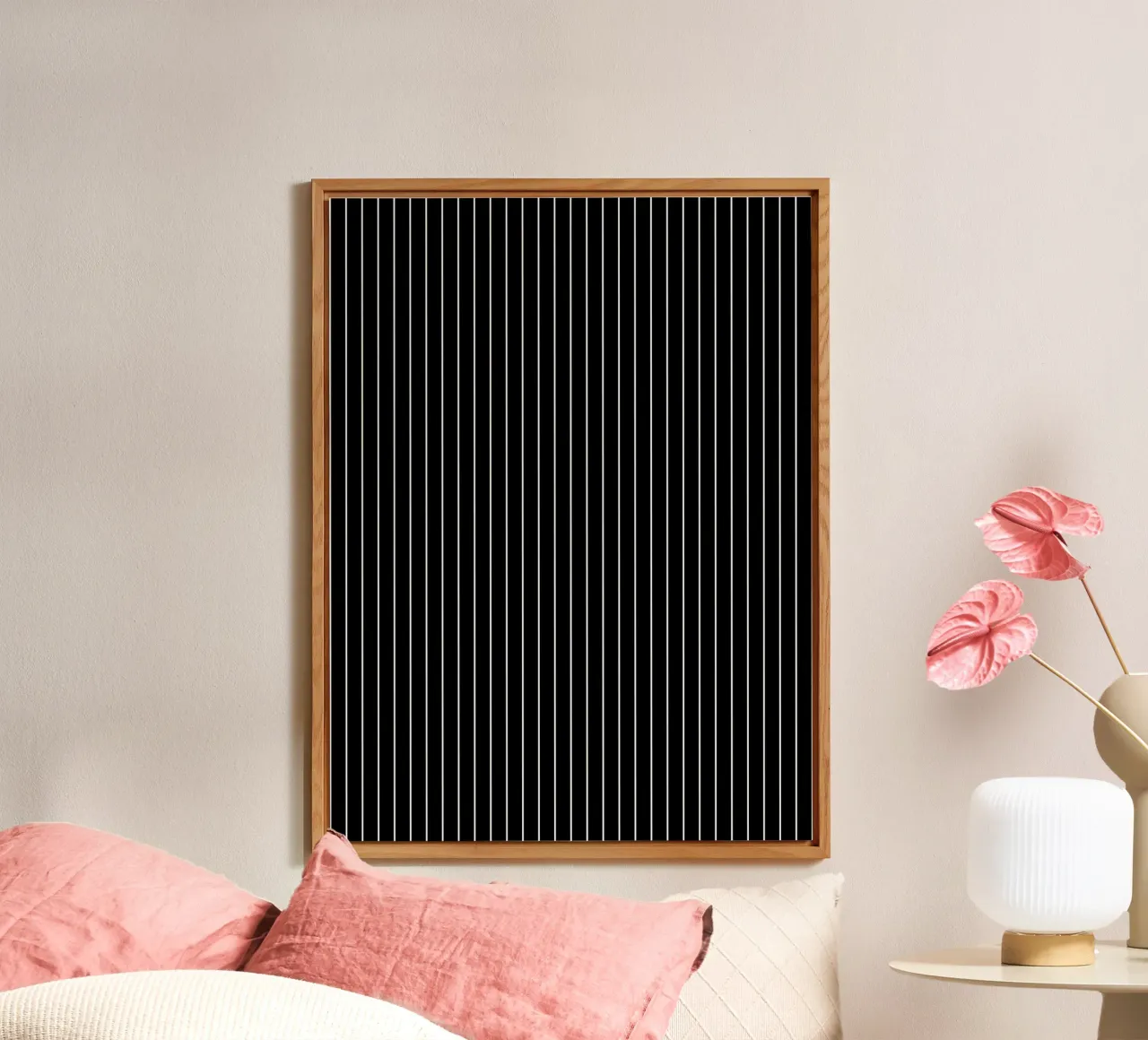 Minimal Basic Classic Pinstripe | Bianco su nero alluminio dibond da Beauty in Simplicity