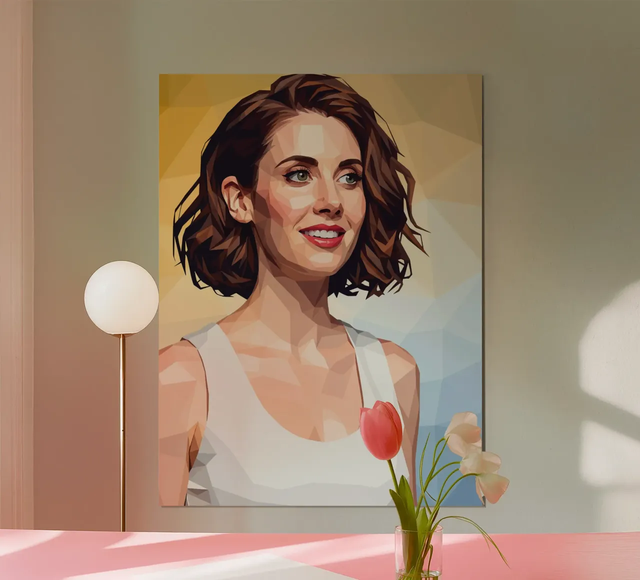 Alison Brie Low poly poster con telaio in plastica da Low Profile