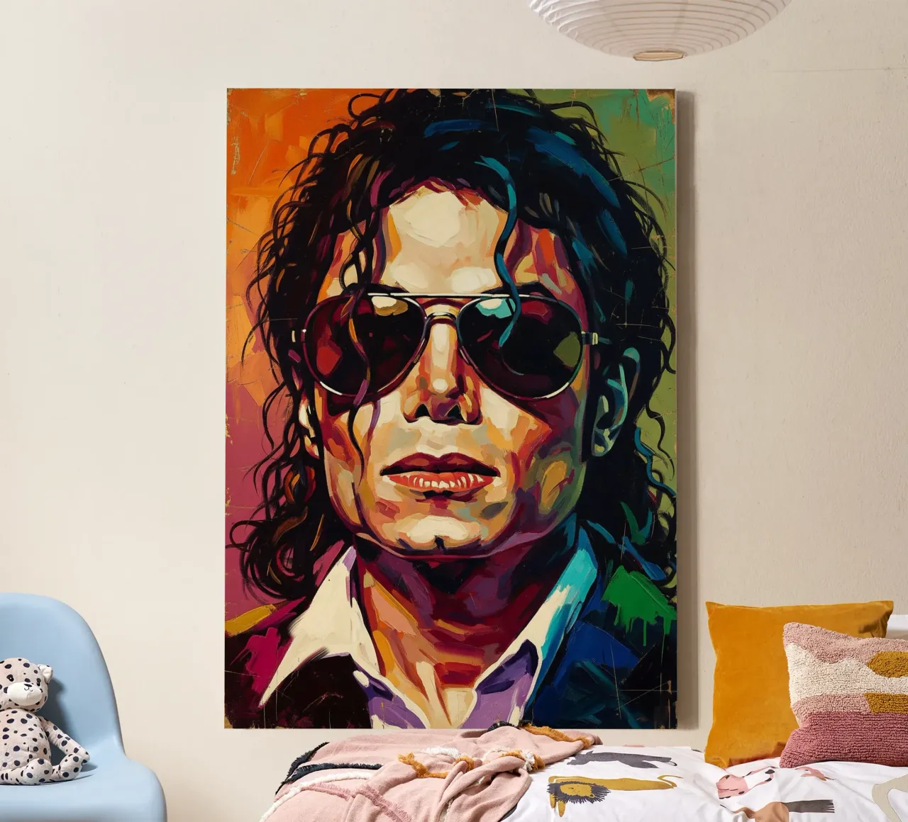 Abstracte kleurrijke kunst - Michael Jackson canvas met Baklijst van Lembayung art