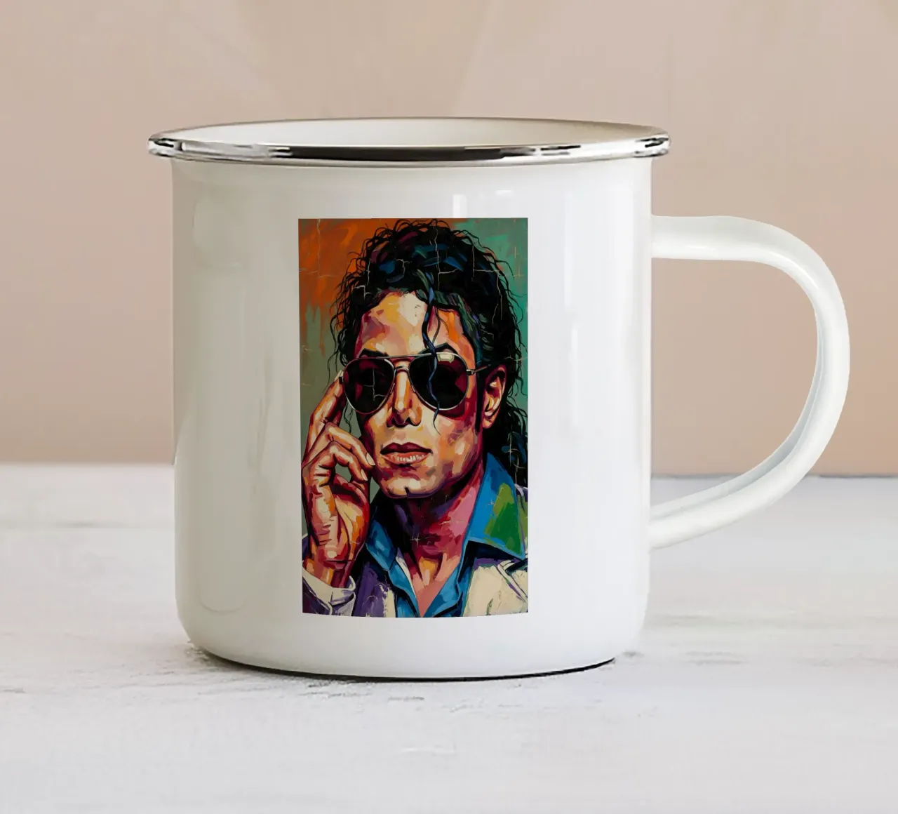 Michael Jackson abstracte kunst emaille mok van Lembayung art