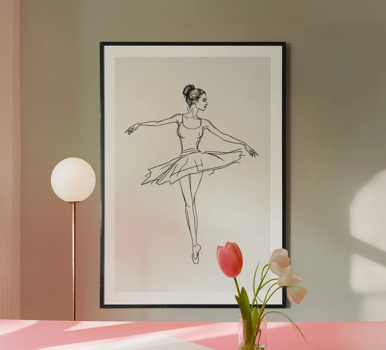 Ballerina in Arabesque Line Drawing poster by DesignDoodle