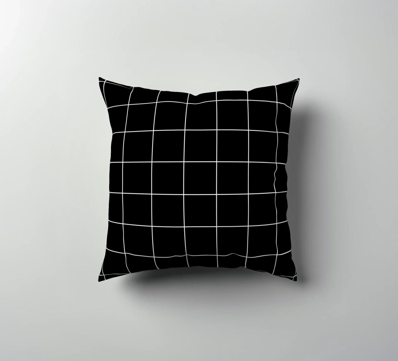 Minimal Basic Classic Grande Griglia | Bianco su nero cuscino da Beauty in Simplicity