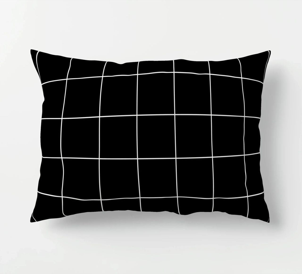 Minimal Basic Classic Grande Griglia | Bianco su nero cuscino da Beauty in Simplicity