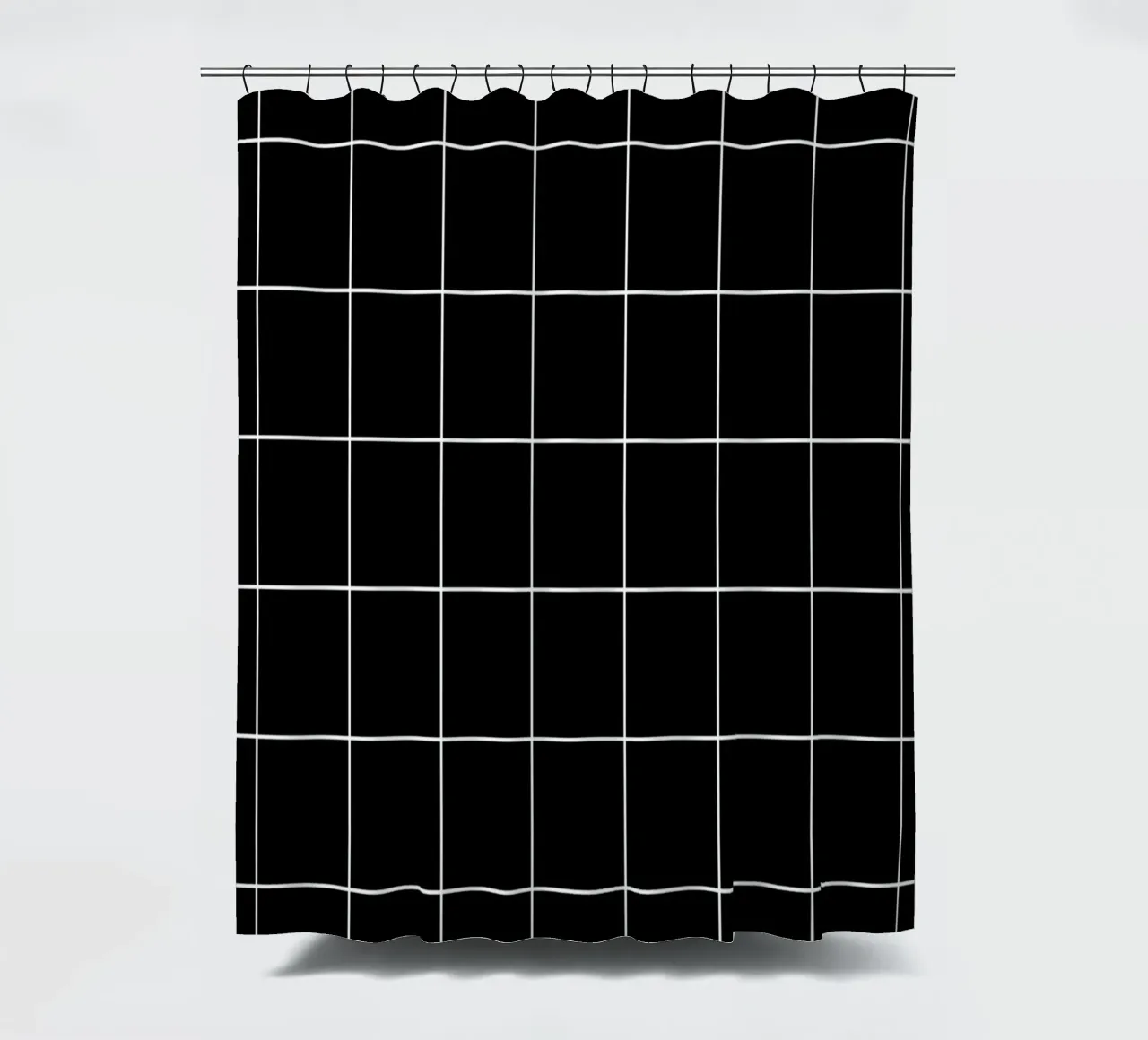 Minimal Basic Klassiek Groot Raster | Wit op Zwart douchegordijn van Beauty in Simplicity