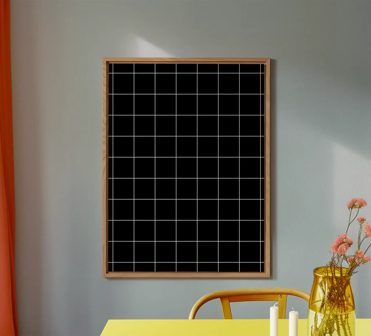 Minimal Basic Klassiek Groot Raster | Wit op Zwart aluminium-dibond van Beauty in Simplicity