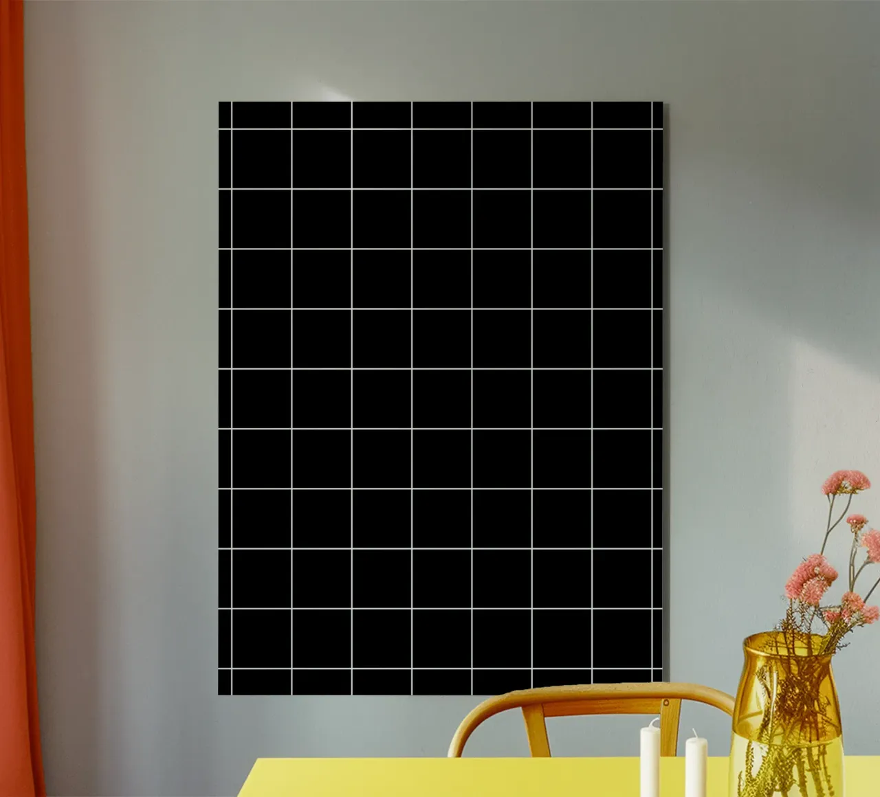 Minimal Basic Klassiek Groot Raster | Wit op Zwart aluminium-dibond van Beauty in Simplicity