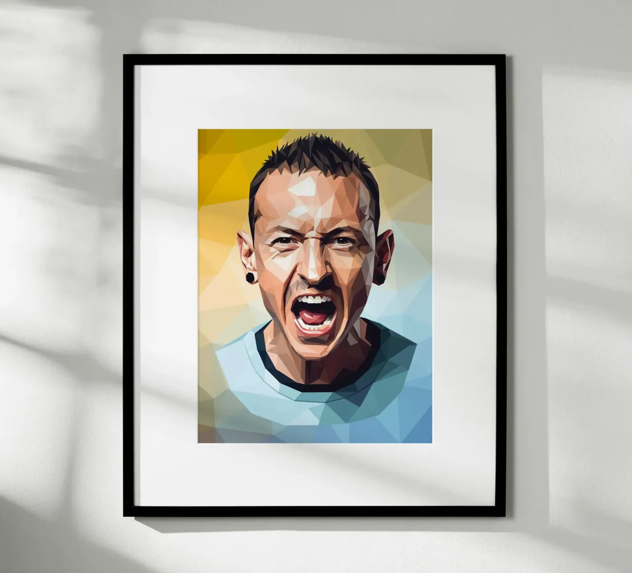 Chester Bennington Scream Low poly poster con telaio in plastica da Low Profile
