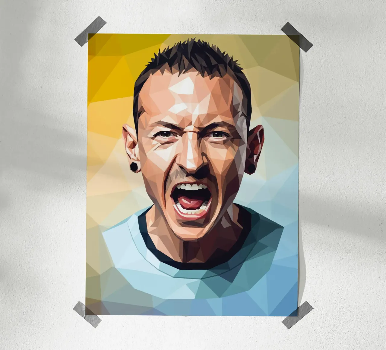 Chester Bennington Scream Low poly poster con telaio in plastica da Low Profile