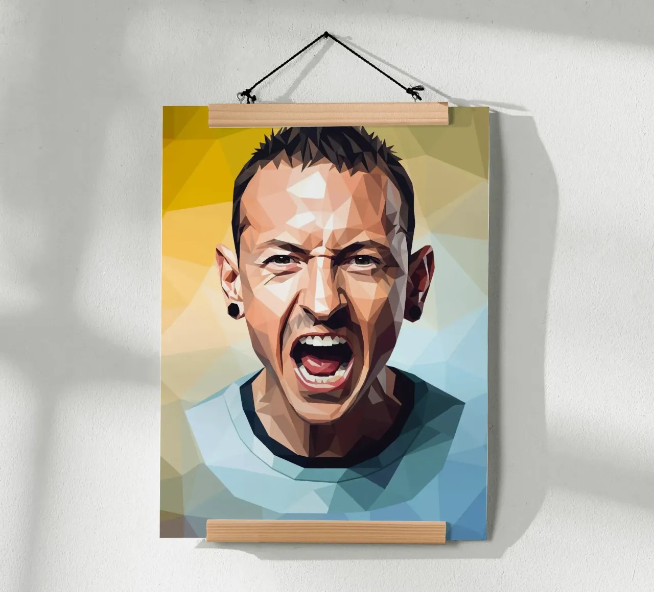 Chester Bennington Scream Low poly poster con telaio in plastica da Low Profile