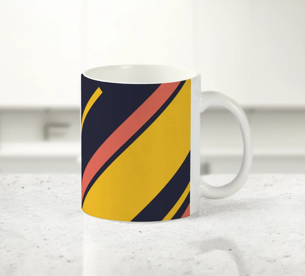 Strisce retrò in blu e giallo corallo tazza in ceramica da Petra Lang