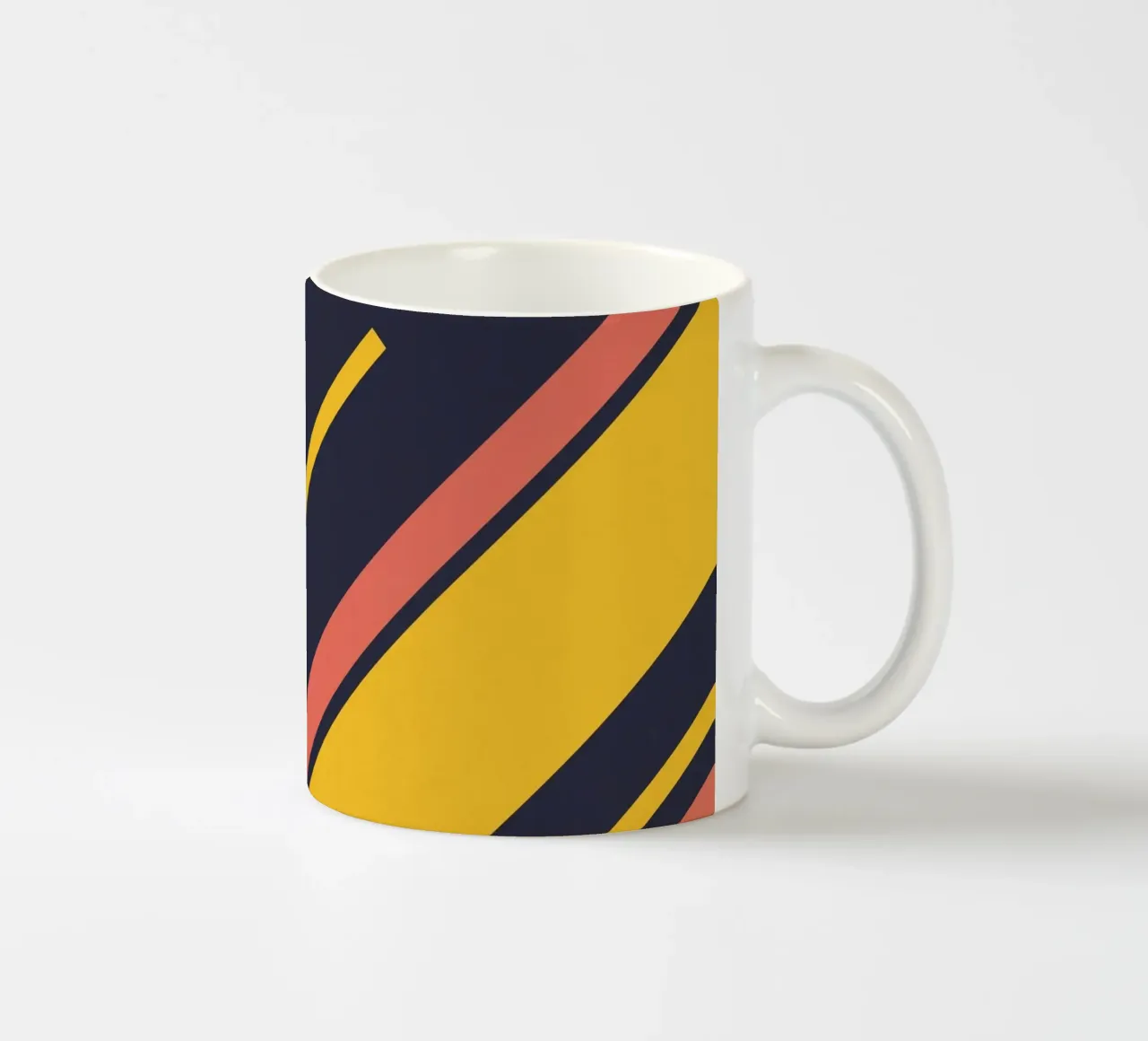 Strisce retrò in blu e giallo corallo tazza in ceramica da Petra Lang