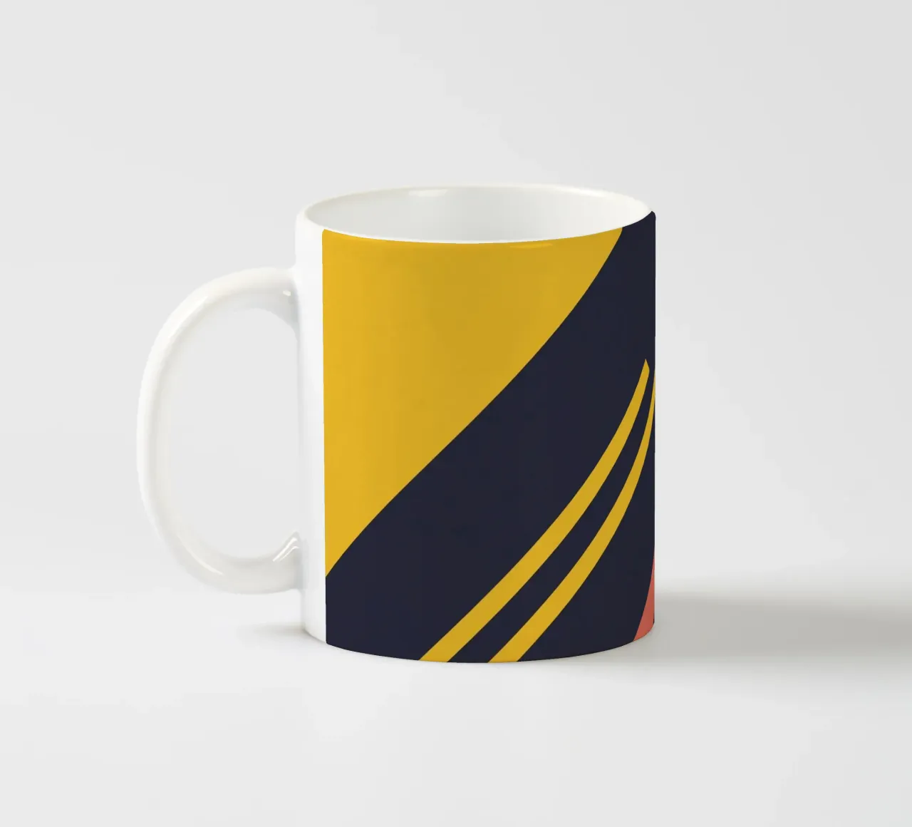 Strisce retrò in blu e giallo corallo tazza in ceramica da Petra Lang