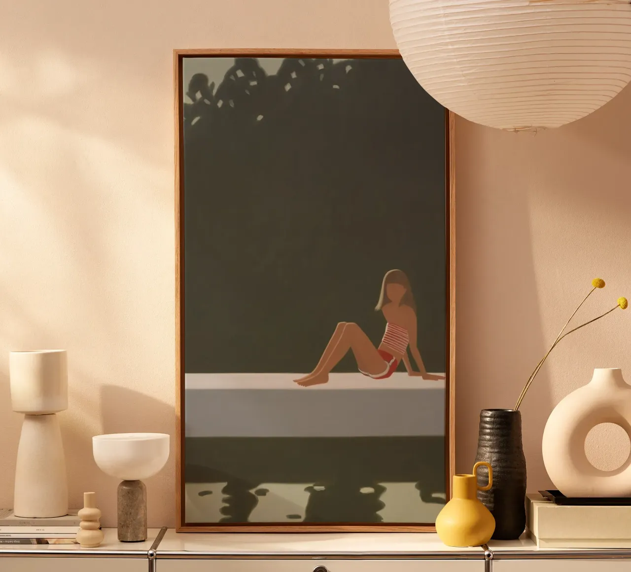 Alex Katz Tracy on the Raft at 730 canvas with Floater frame by Marcobarshop