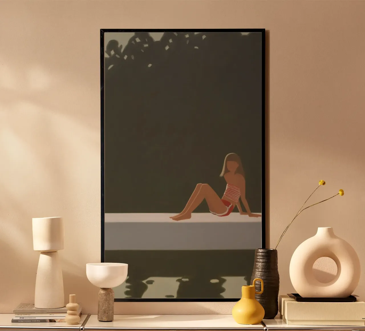 Alex Katz Tracy on the Raft at 730 poster with plastic frame by Marcobarshop