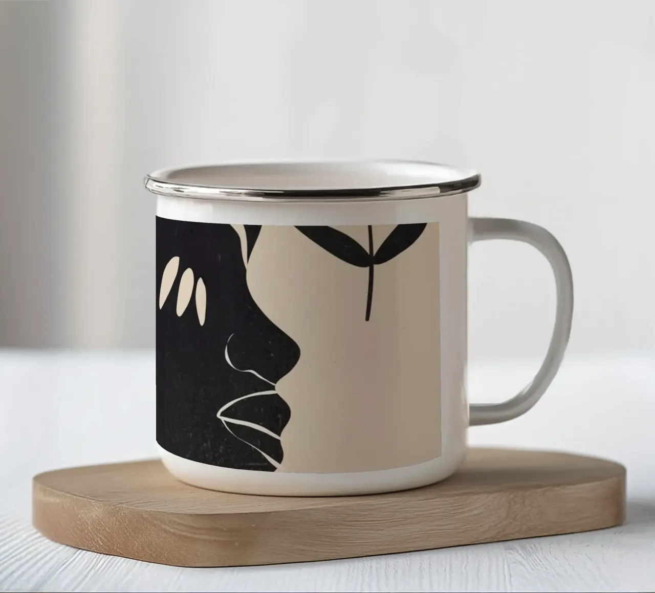 Ragazza tropicale astratta minimalista tazza in smalto da ThingDesign