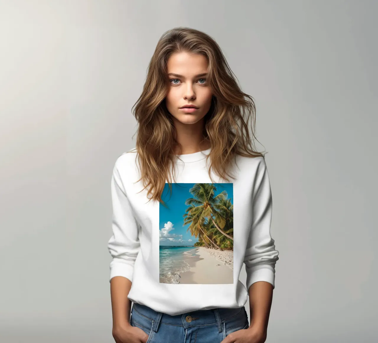 Spiaggia con palme e acqua turchese felpa da DesignDoodle