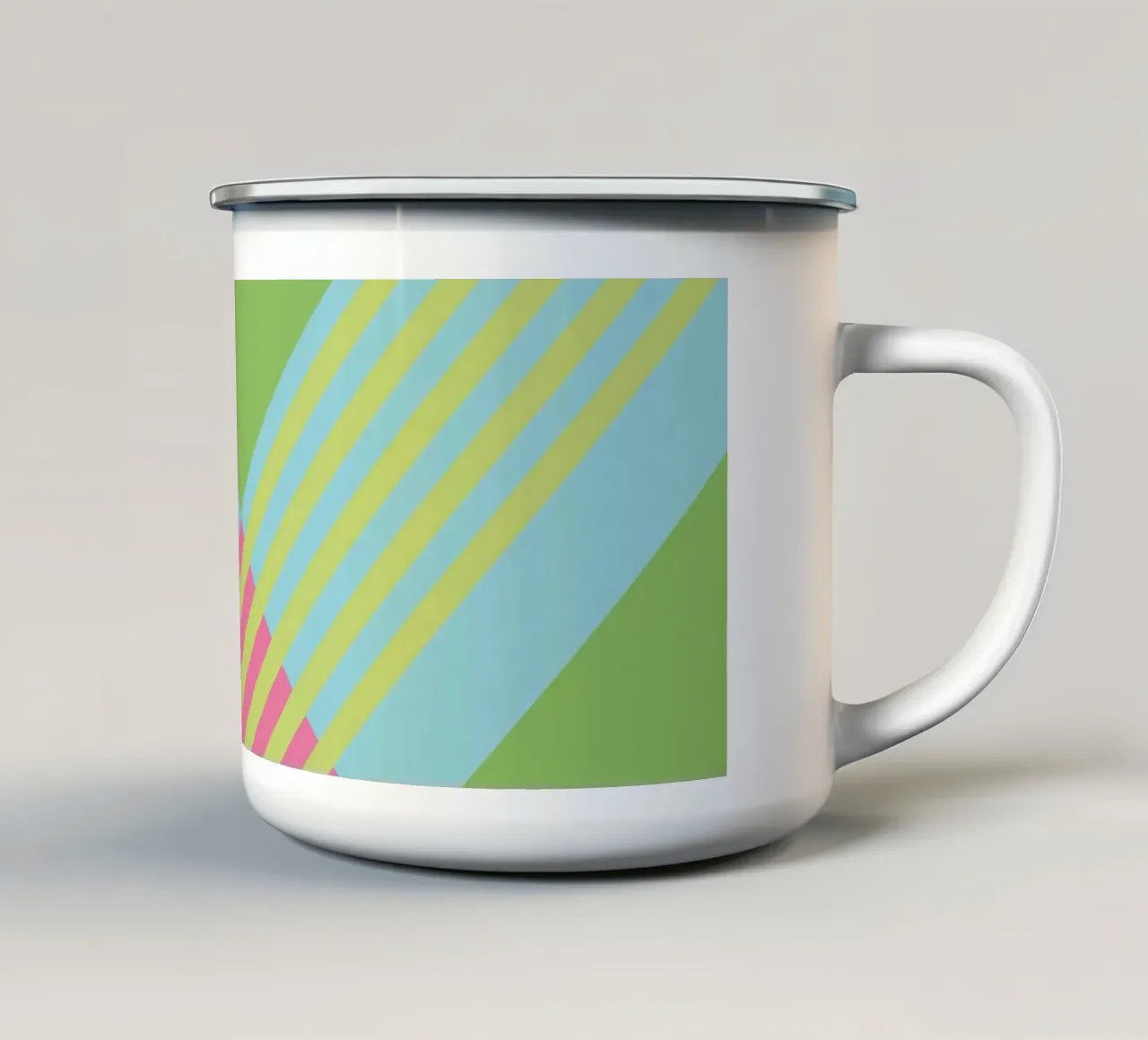 Strisce retrò vintage senza tempo in rosa e verde tazza in smalto da Petra Lang
