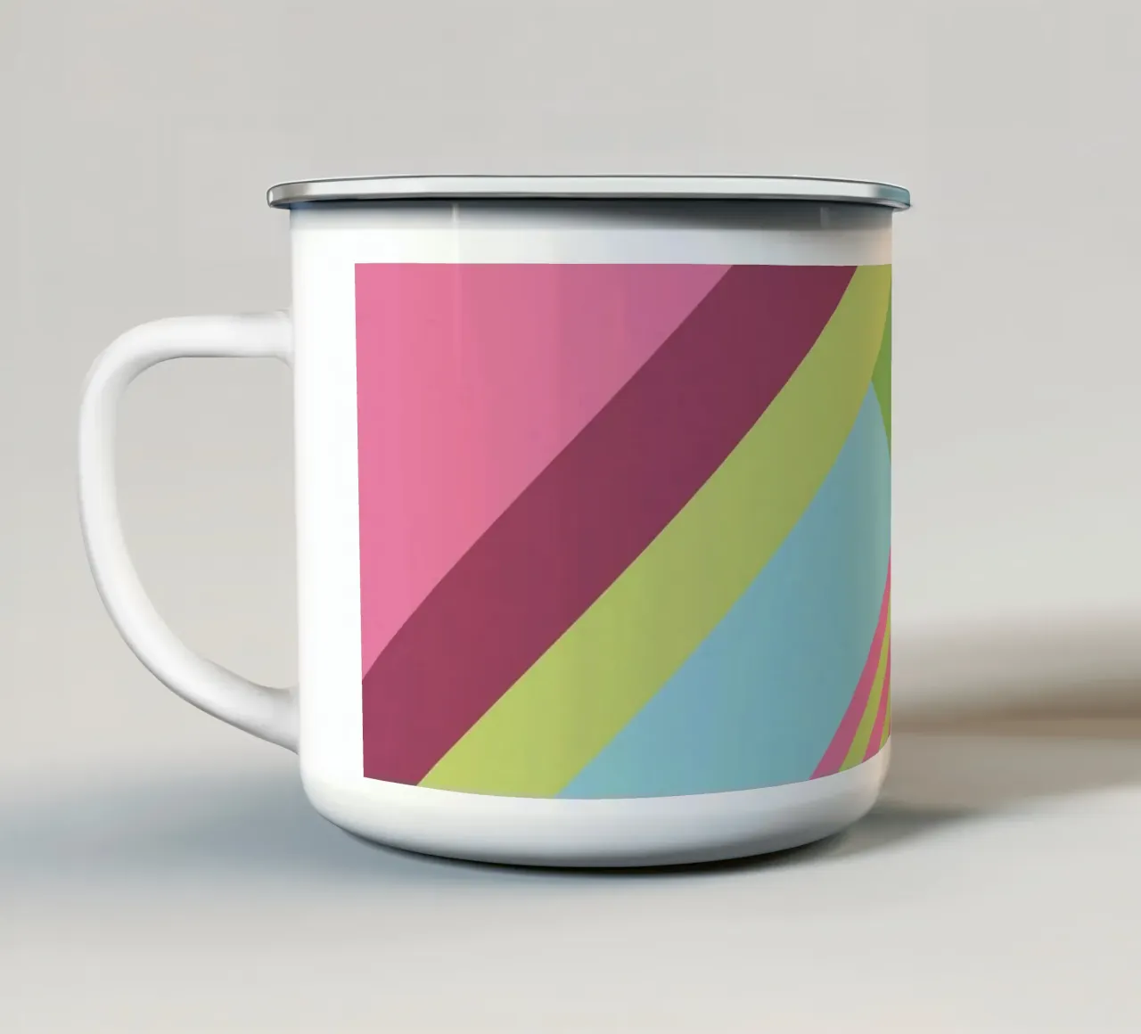Strisce retrò vintage senza tempo in rosa e verde tazza in smalto da Petra Lang