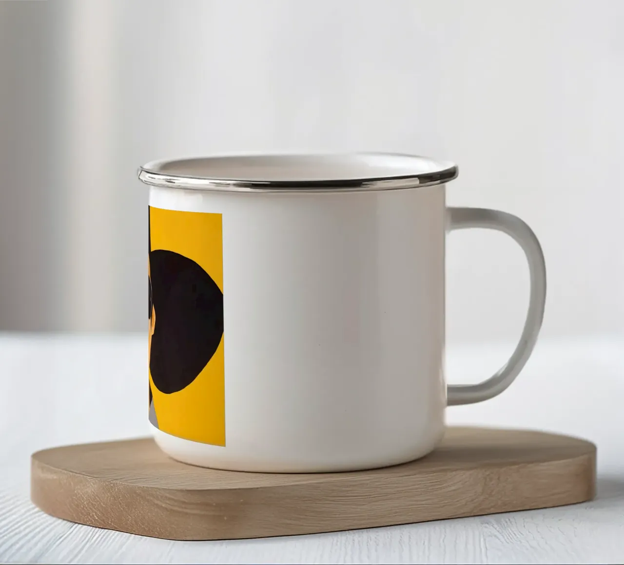 Alex Katz Vivien in cappello nero tazza in smalto da Marcobarshop