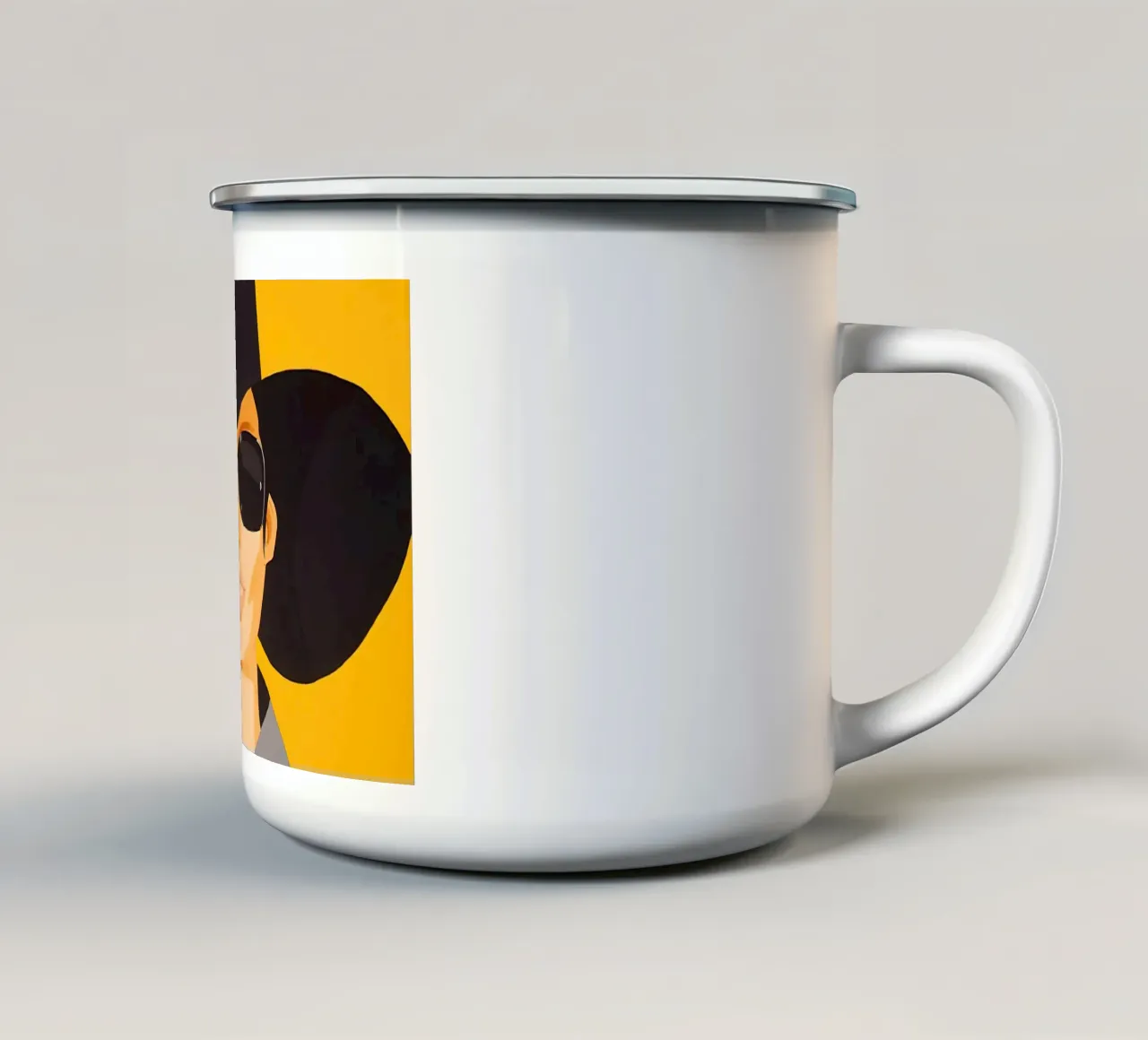 Alex Katz Vivien in cappello nero tazza in smalto da Marcobarshop