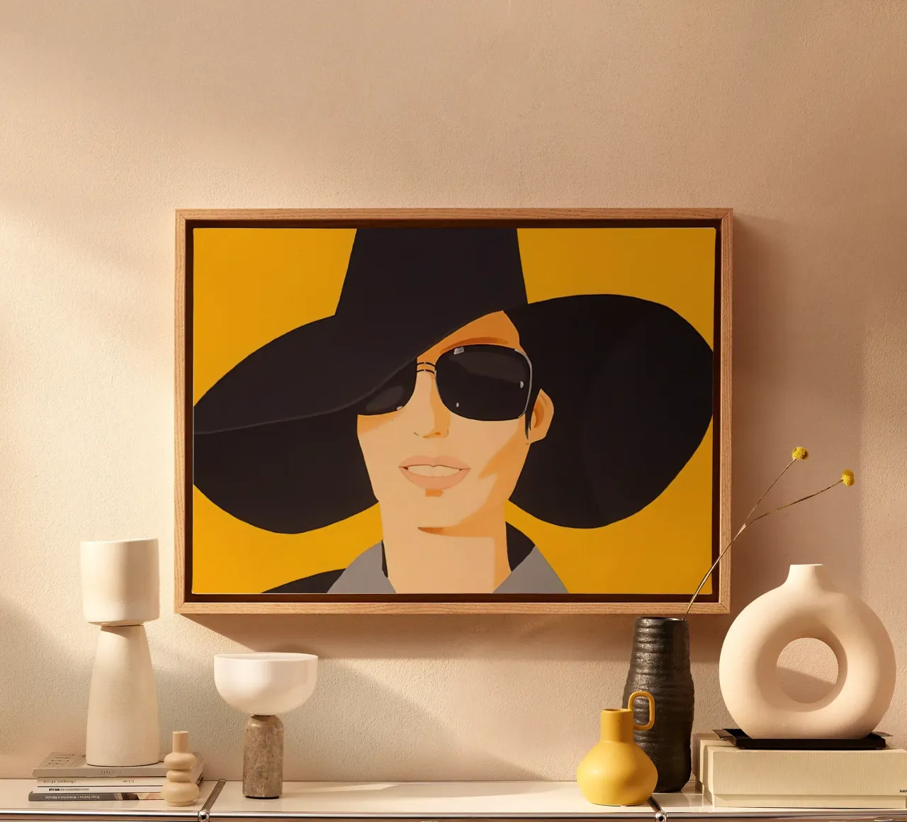 Alex Katz Vivien in cappello nero tela con Cornice a cassetta da Marcobarshop
